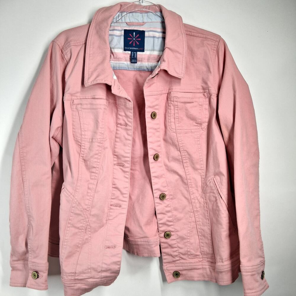 Isaac Mizrahi LIVE Pink Denim Jean Jacket‎ Women's Size 18W 99% Cotton